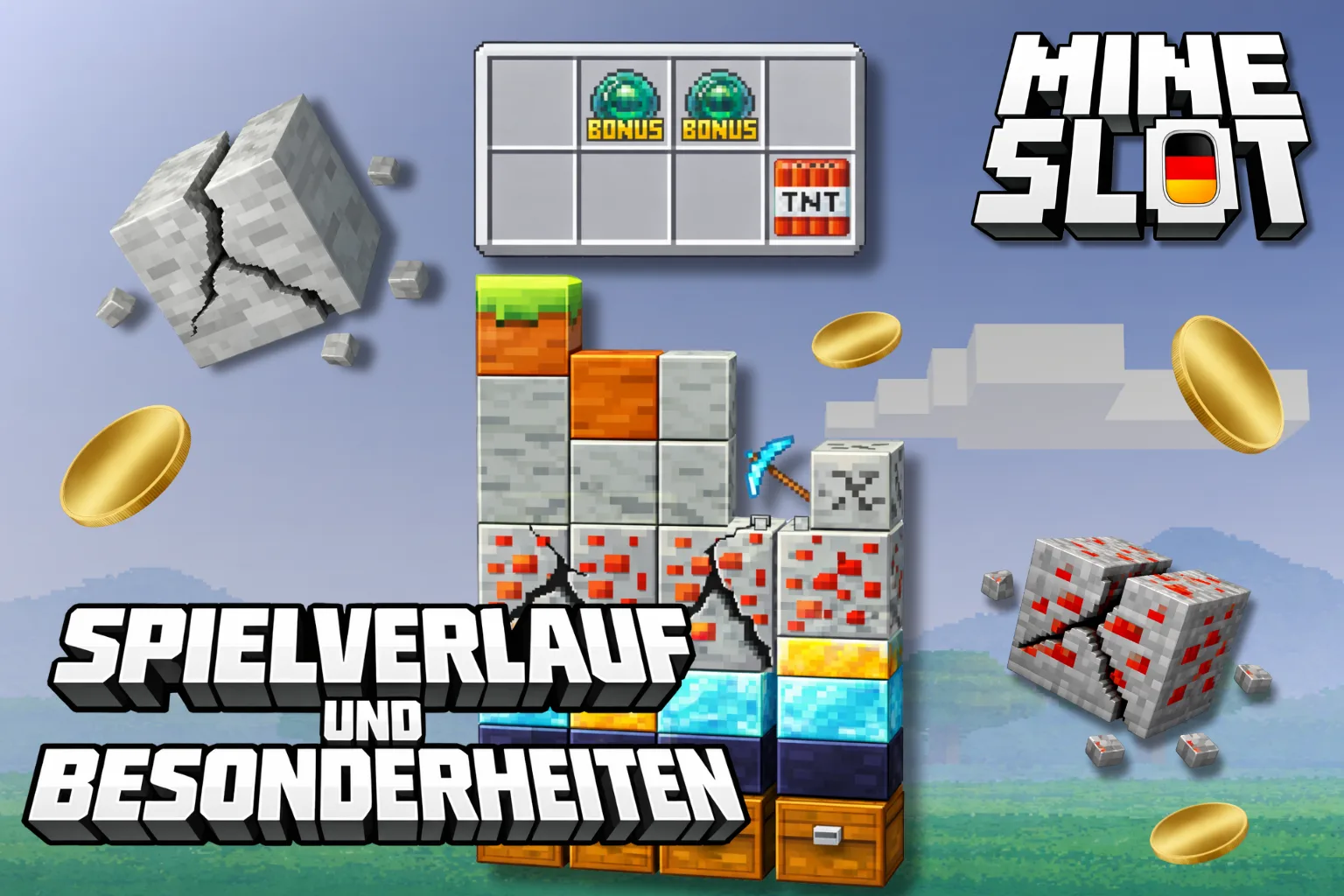 Mine Slot – Wählen Sie Ihren Einsatz, starten Sie die Runde und öffnen Sie die Blöcke.